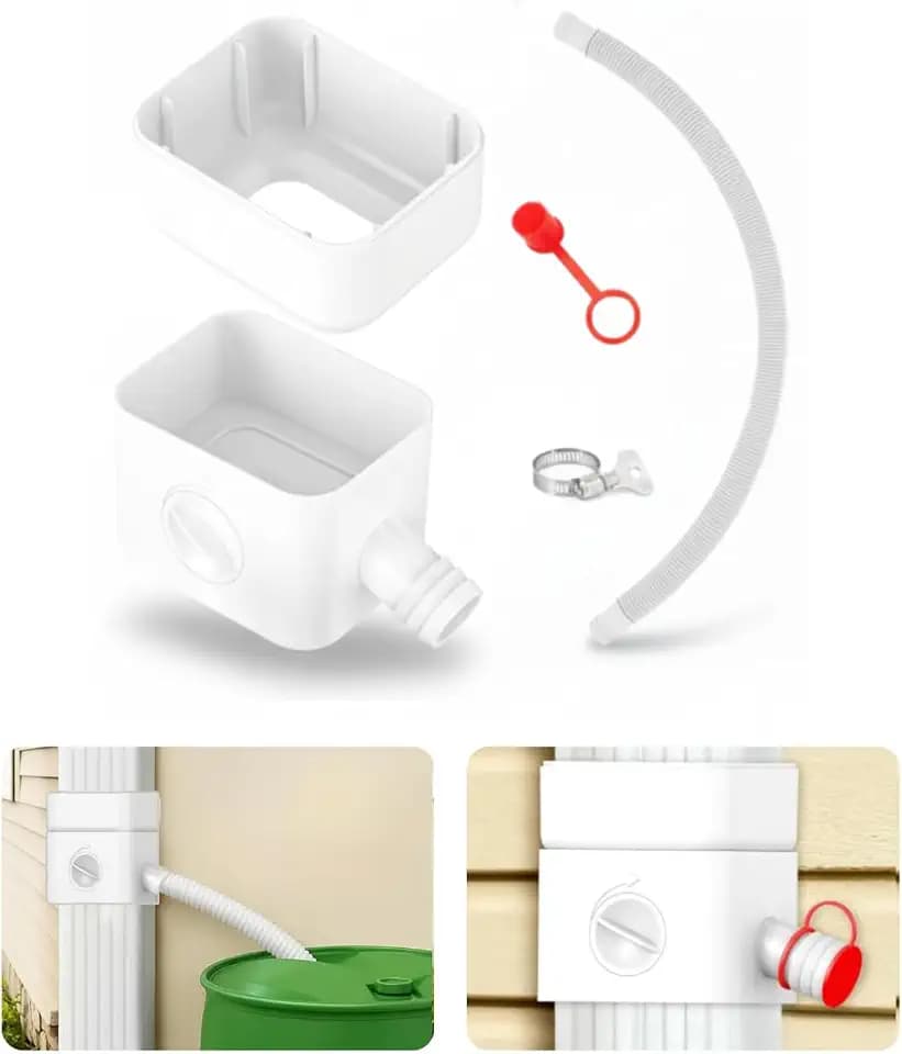 Rain Barrel Downspout Diverter Kit, Fits 2x3 and 3x4 Inch, 4.6 FT Hose