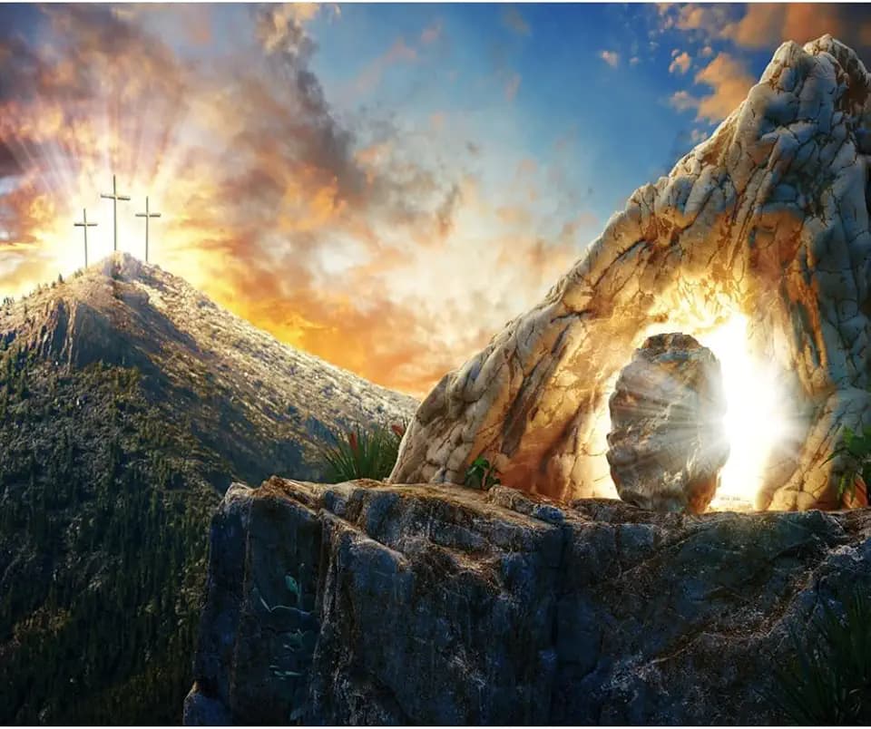 Empty Tomb Backdrop 10x8ft Resurrection of Jesus Backdrops He is Risen Banner Easter Church Decor Easter Day Display Backdrop Christian Background