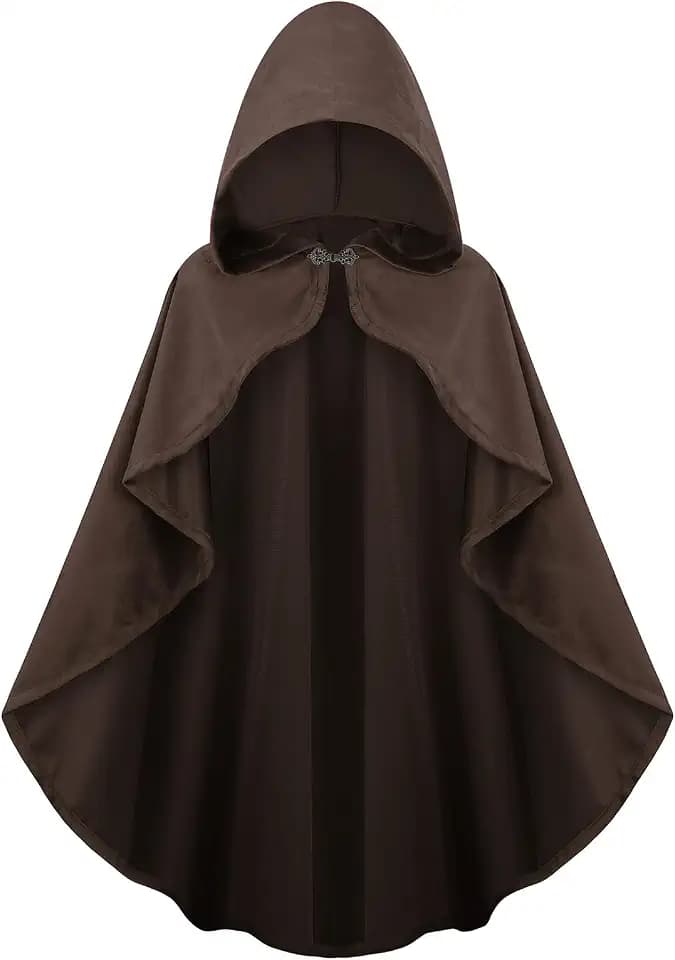 maxToonrain Medieval Costume with Hood Northern Knight Renaissance Hooded Cloak Vintage Gothic Witch Wizard Victorian Halloween Fancy Dress Costume