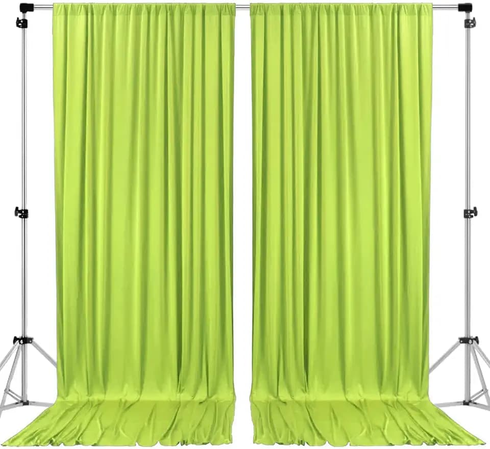 AK TRADING CO. 10 feet x 10 feet Light Green Polyester Backdrop Drapes Curtains Panels with Rod Pockets - Wedding Ceremony Party Home Window Decorations, 5FT x 10FT