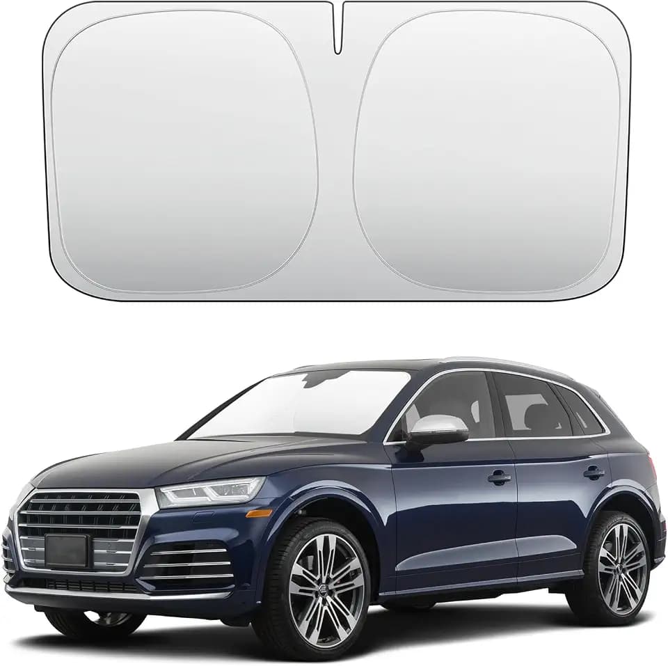 VIWIK Foldable Car Windshield Sun Shade - 4 Layer Nano Reflective Coating, Universal Fit, Black, Medium Style, 32" x 62"