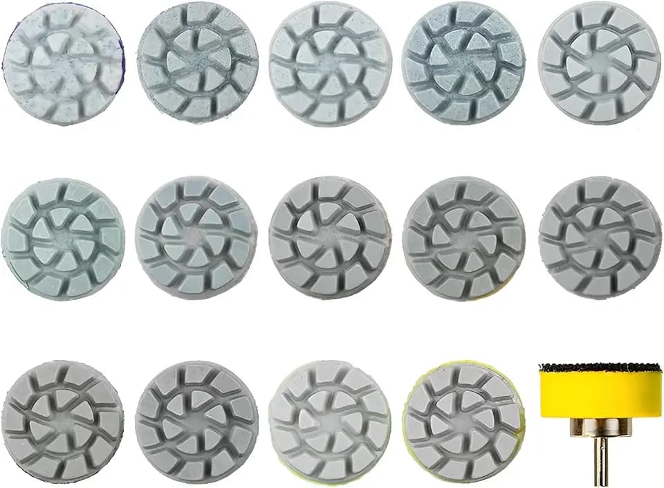1inch 25mm Mini Diamond Polishing Pad Set, 14PCS Different Grit 50#-10000# Water Sanding Discs & 1PC 2.3mm Shank Hook & Loop Backing Holder for Detail Fine Grinding
