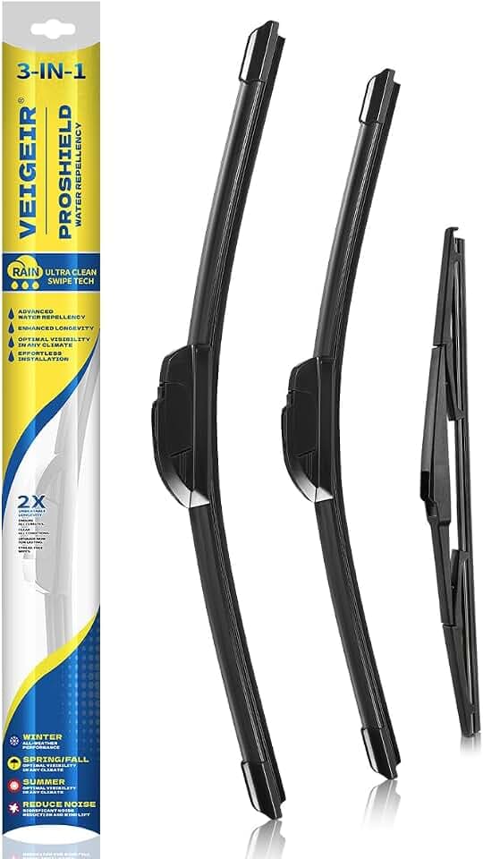 3 Pack Windshield Wiper Blades Compatible with Fiat 500 2012-2019, Front and Rear, 24" 14" 12"