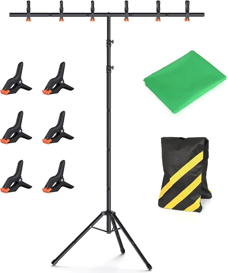 Forlogic Green Screen Backdrop Kit with Stand, 8x5.3ft Portable GreenScreen Background Stand for Streaming Video and Photography Shoots