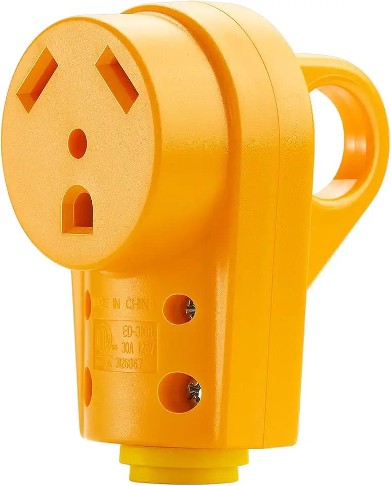 Kohree 30 Amp RV Plug Female, RV Receptacle Heavy Duty Replacement 125/250V, NEMA TT-30R Plug with Ergonomic Grip Handle for RV Camper Caravan Motorhome Van Trailer