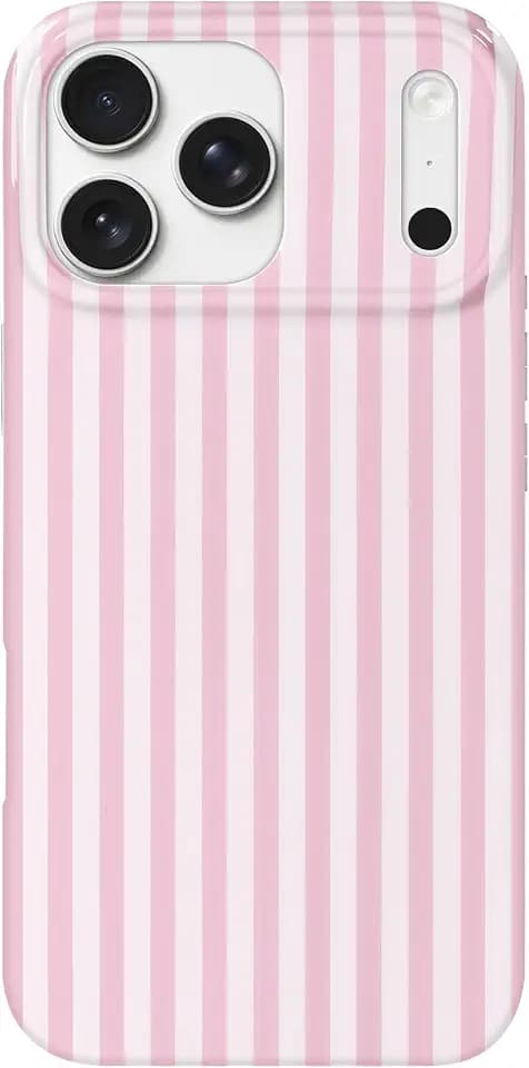 Hython for iPhone 17 Pro Case Cute Striped Aesthetic Design Simple Stripes Cover 6.3", Thin Slim Soft TPU Bumper Shockproof Rubber Protective Phone Cases for Women Girls Girly Boys, Pink and White