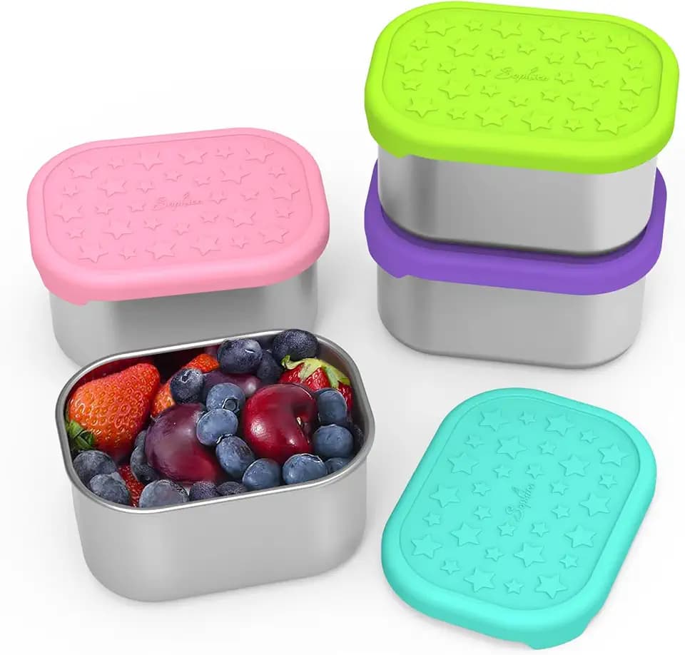 SOPHICO 8oz Kids Snack Containers with Silicone Lid, 1 Cup for School Lunch