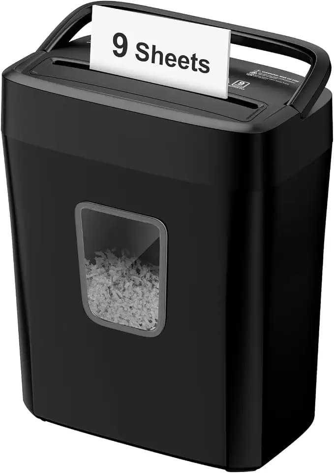 Bonsaii 9-Sheet Crosscut Paper Shredder for Home, P-4 Security Level