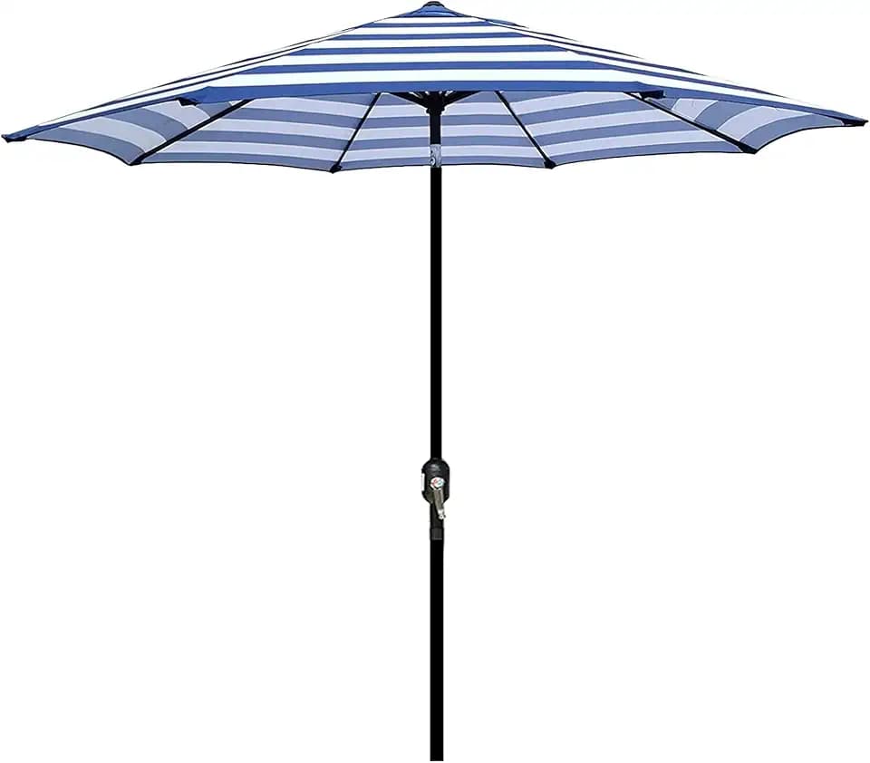 Blissun 9' Outdoor Patio Umbrella, Outdoor Table Umbrella, Yard Umbrella, Market Umbrella with 8 Sturdy Ribs, Push Button Tilt and Crank