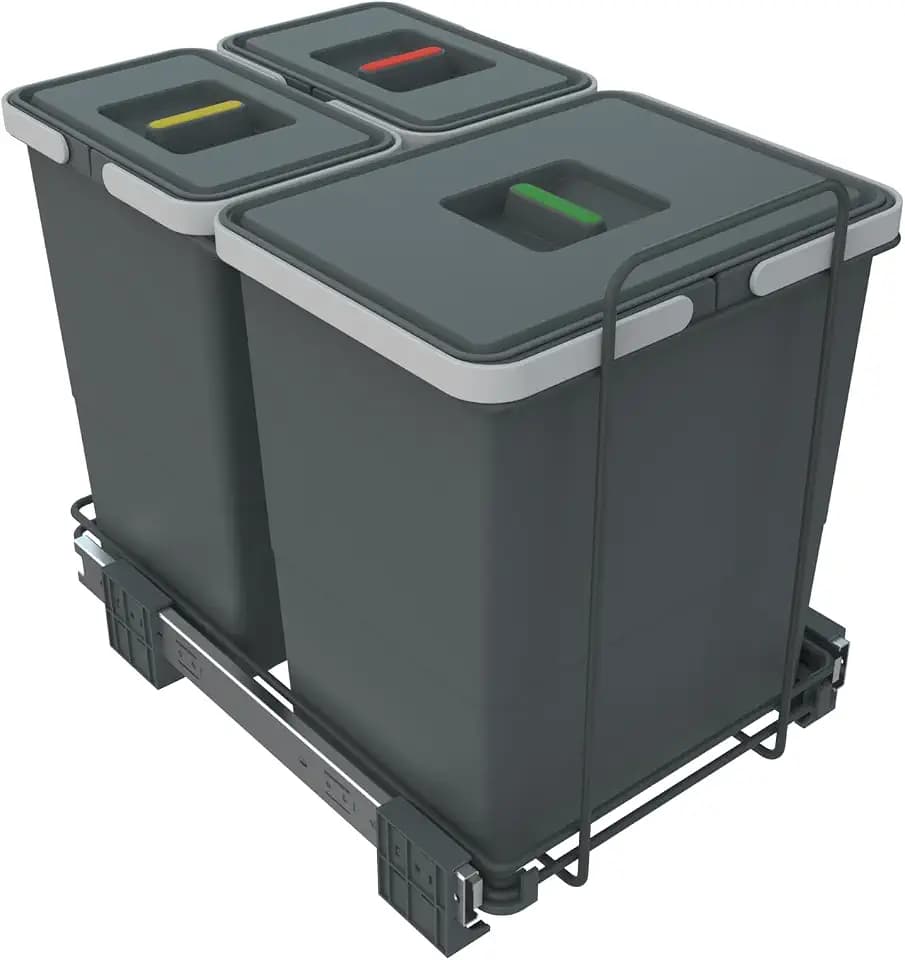 Elletipi PF01 34B1 Abnehmbarer, differenzierter Abfalleimer mit Standfuß, Innenvolumen 18 + 8 + 8 Liter