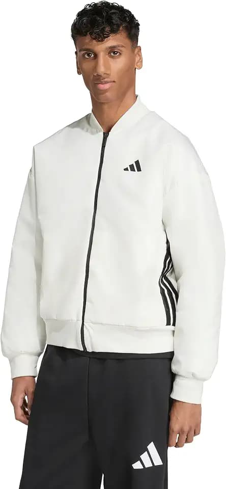 adidas Men's Stadium 3-stripes Waxed Woven Bomber