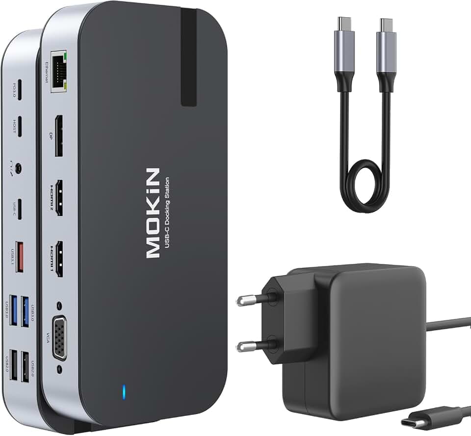 Laptop Docking Station, MOKiN 16 in 1 USB C Dock mit 2 Monitore
