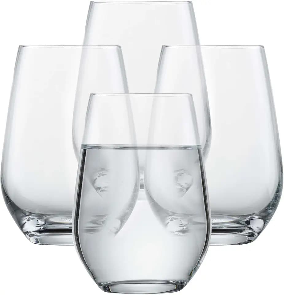 SCHOTT ZWIESEL Wasserglas Forté (4er-Set), vielseitig einsetzbare Trinkbecher, spülmaschinenfeste Tritan-Kristallgläser, Made in Germany (Art.-Nr. 123618), Klar, Kristall