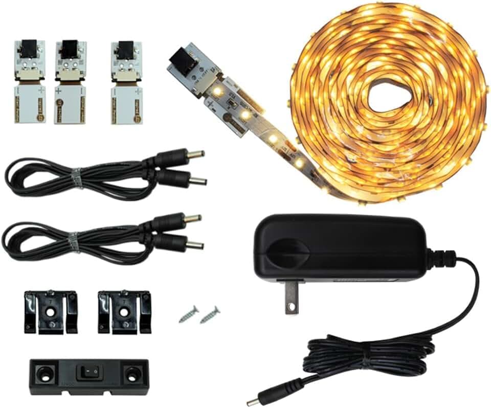 Inspired LED Cut and Connect Series | Super Bright - 18 LEDs per Foot | Warm White ~3000 K | 9.5ft/ 3M | Flex LED Kit | Cut to Size DIY | Dimmable | Install in Minutes!