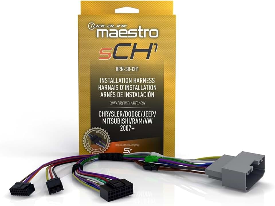 Idatalink Maestro HRN-SR-CH1 T-Harness for Select Chrysler, Dodge, Jeep, RAM Vehicles 2007-20, replace factory radio while retaining steering wheel controls & use of amp (ADS-MSR module also required)