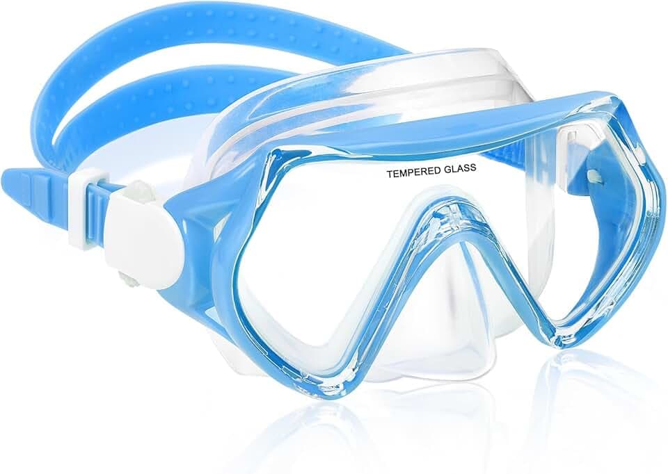 Taucherbrille Kinder, Schwimmbrille 4-12 Jahre, Schnorchelmaske mit Nasenabdeckung, 180° Panorama HD, Anti-Beschlag, Anti-Leck, für Jungen, Mädchen, Jugendliche