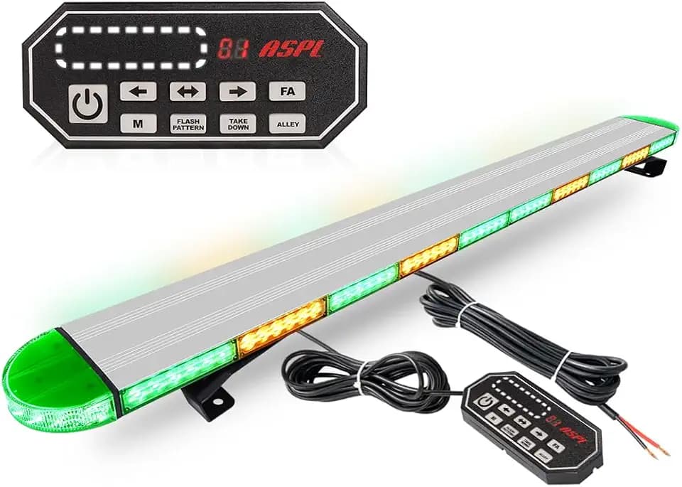 ASPL 49 inch Low Profile Warning Strobe Lights Bar Aluminum Amber Green