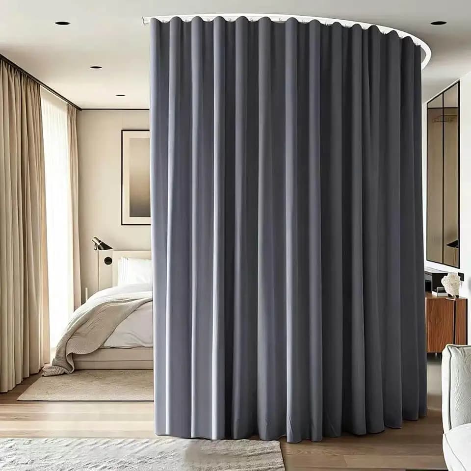 Room Divider Ceiling Mounted Curtains Track Sets Extra Wide Blackout Curtain Flexible Tracks for Bedroom Office Privacy Partition Separator, Grey, W 100 x H 84in