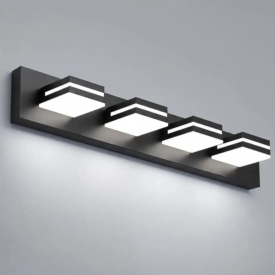 29" 4-Light Black Modern LED Bathroom Vanity Light Fixtures over Mirror