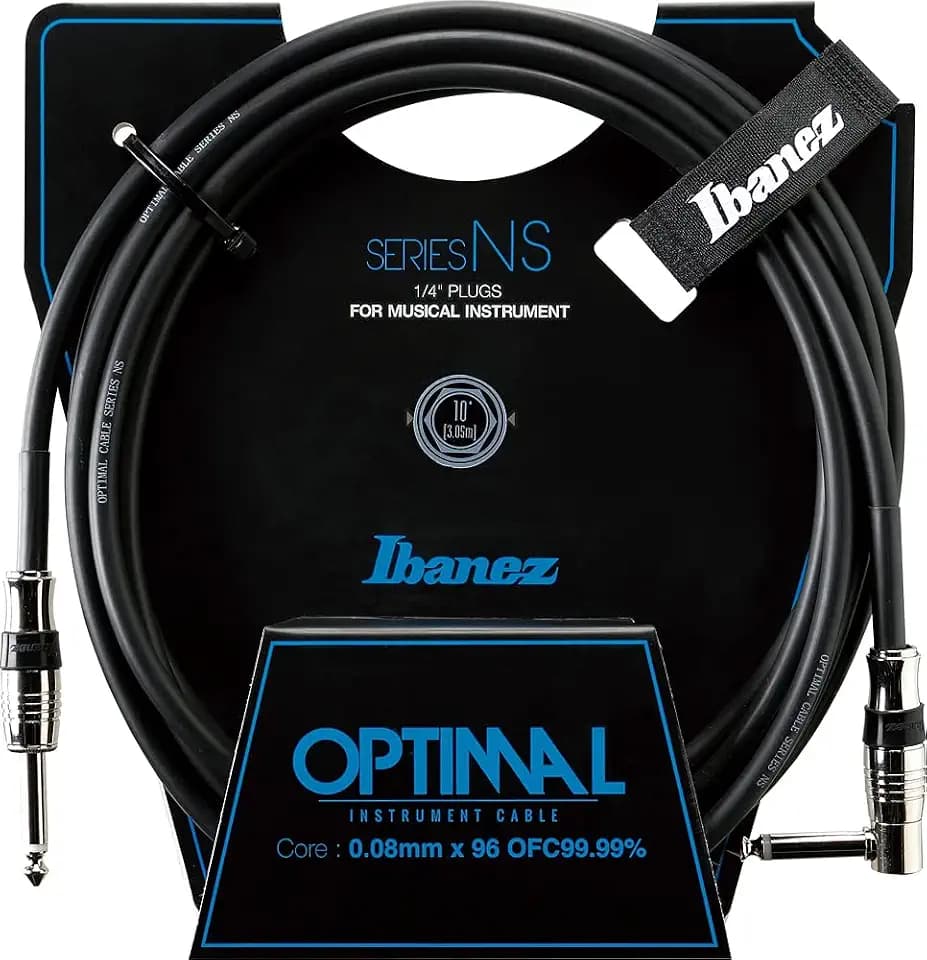 Ibanez Straight and Right Angle Plugs Guitar Instrument Cable, 10 ft
