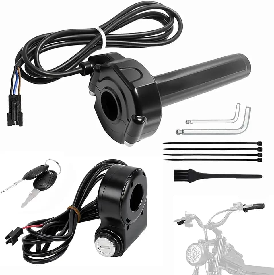 Full Twist Throttle with Key Ignition for Ridstar Q20, Surron Throttle for Ridstar Ebike Throttle Kit for Electric Dirt Bike Scooter Mountain Bike