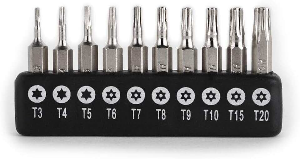 Gunpla 10 Stück 4mm Torx Schraubendreher Stern Bit Set Präzisionskopf Sicherheits-Bits Sechskantschaft CR-V Stahl Schnellspanner Schaft für einfache Befestigung Elektronische Reparatur T3 -T20