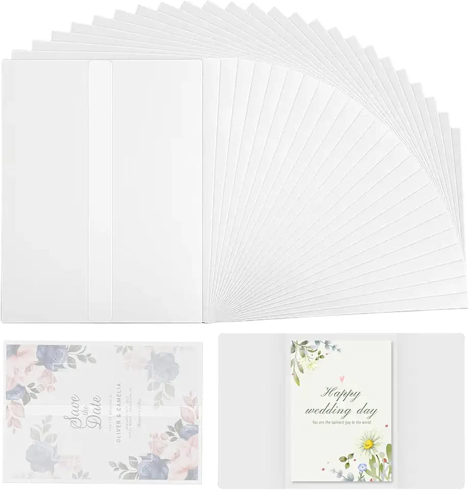 YOUNGSAY 60 Stück Transparente Briefumschläge, 18 x 13cm Vorgefaltet Pergamenthüllen für Einladungen für Grußkarten, Geburtstagskarten, Einladungen, Hochzeiten und Briefmarken