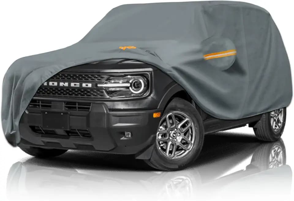 Waterproof Heavy Duty Car Cover Custom Fit Waterproof Ford Bronco Sport/Ford Bronco 2 Dr(2021-2026), Outdoor Covers with Cotton Liner, Full Exterior Cover Sun Rain Snow UV Protection with Zipper Door