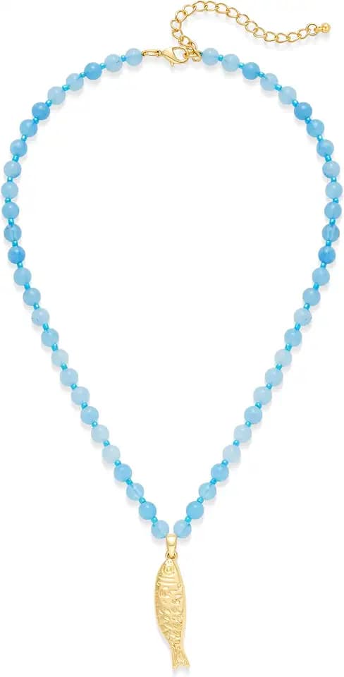 YUJIE Colorful Beaded Necklace for Women, Chunky Boho Choker with Large Gold Puffy Heart Pendant, Trendy Summer Beach Y2K Statement Jewelry Gift