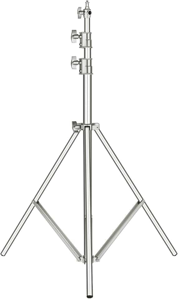 NEEWER 118"/3m Edelstahl Lichtständer, gefederter Heavy Duty Fotografie Stativständer mit 1/4" auf 3/8" Universal Schraubadapter für Blitzlicht, LED Videoleuchte, Ringlicht, Monolicht, Softbox