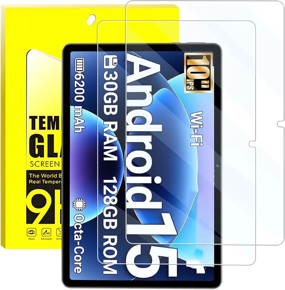 [2 Pack] Compatible with Evermyth KB1001/Tab G13 Android 15 Tablet Screen Protector 10 Inch, Anti-Glare Tempered Glass, Shockproof Scratch-Resistant.