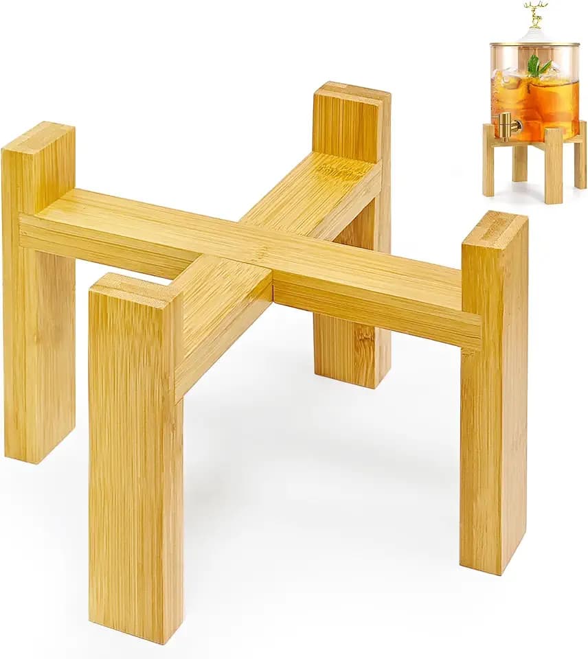 Drink Dispenser Stand, Bamboo Wood Dispenser Stand, Drink Stand for Glass Beverage Dispenser and Water Jug, Fit Max 8 Inch Glass Drink Dispenser (Beverage Dispenser Stand Only)