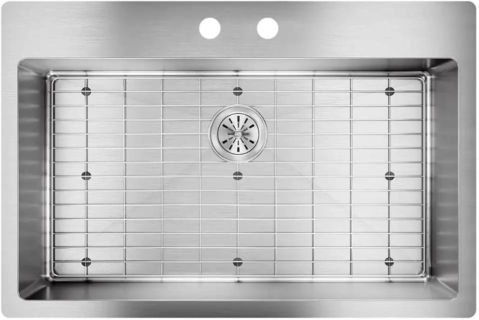 Elkay Crosstown 18 Gauge Stainless Steel 33" x 22" x 9" 2-Hole Single Bowl Dual Mount Sink Kit