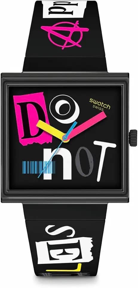 Swatch Square Bioceramic Unisex Watch Casual Bioceramic Black Quartz Waterproof Pierced Edge