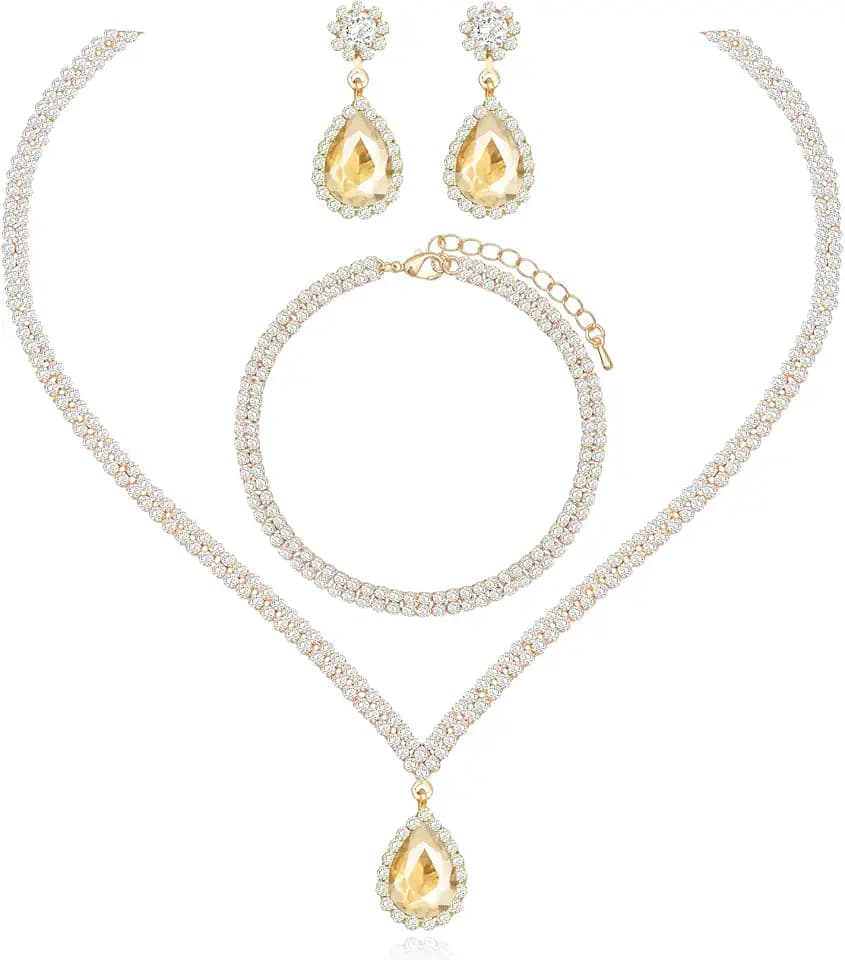 Elegant Bridal Wedding Necklace Earrings Bracelets Sets for Women