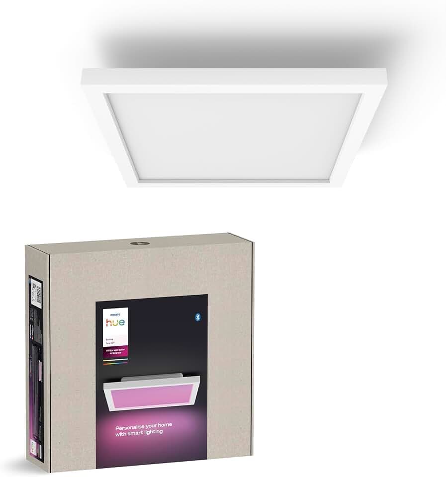 Philips Hue Surimu Panel Deckenlampe, Quadratisch, 30 x 30 cm, Weiß