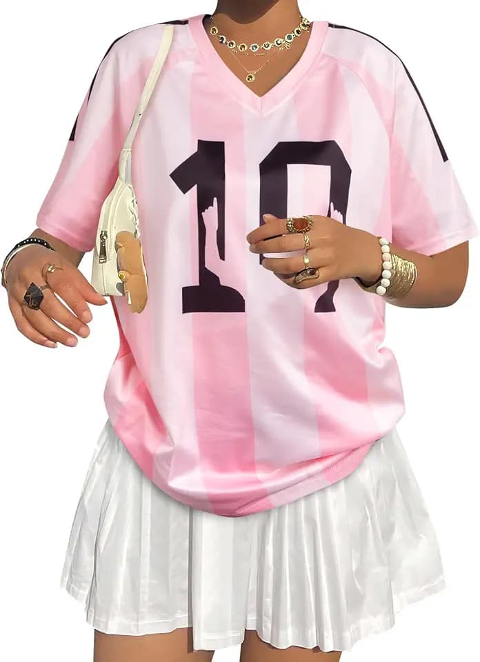 Mexico Jersey Shirts for Women Mexico Shirt USA Jersey Pink Soccer Mom Tshirts Y2k V Neck Short Sleeve Top