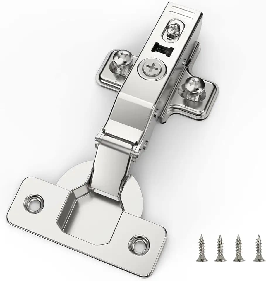 Furniware 2 Stück Schrankscharniere, Öffnungswinkel 110° mit Hydraulisch Feder Perfekte Softclose Küchenschrank Scharniere, Topf-Bohrabstand 45mm, für Küchenschrank, Schranktür, Kleiderschrank
