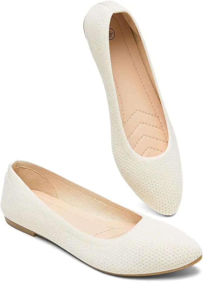 BABUDOG Women's Mesh Flats Shoes Pointed-Toe Dress Shoes for Women Black Flats Comfortable Memory Foam Flats