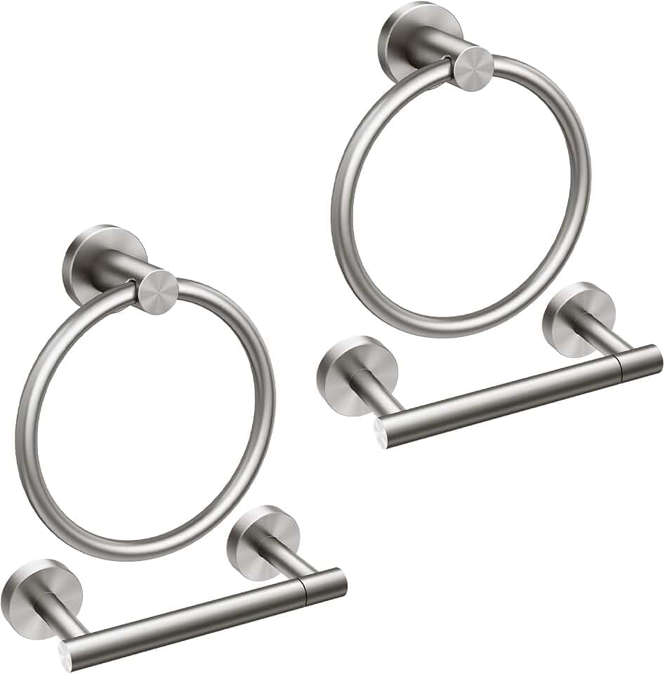 FORIOUS Toilet Paper Holder and Towel Ring Set, Bathroom Accessories Set