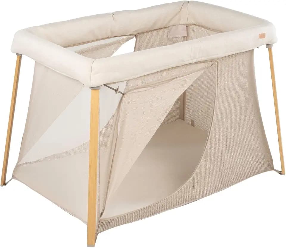 BÉABA, Reisebett 3 In 1, Babybett, Zusatzbett Und Laufgitter, Evolutiv, Leicht 6,8 Kg, Faltbar, Kompakt, Transporttasche Und Matratze Inklusive, Atmungsaktiver Stoff Oeko-Tex, Ton/Gazelle
