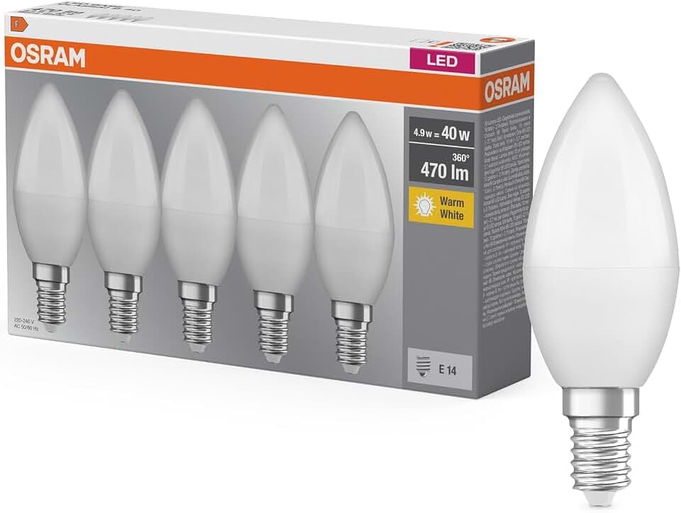 Osram LED-Lampe Base B40 Minikerze E14 4,9W 470lm IP20