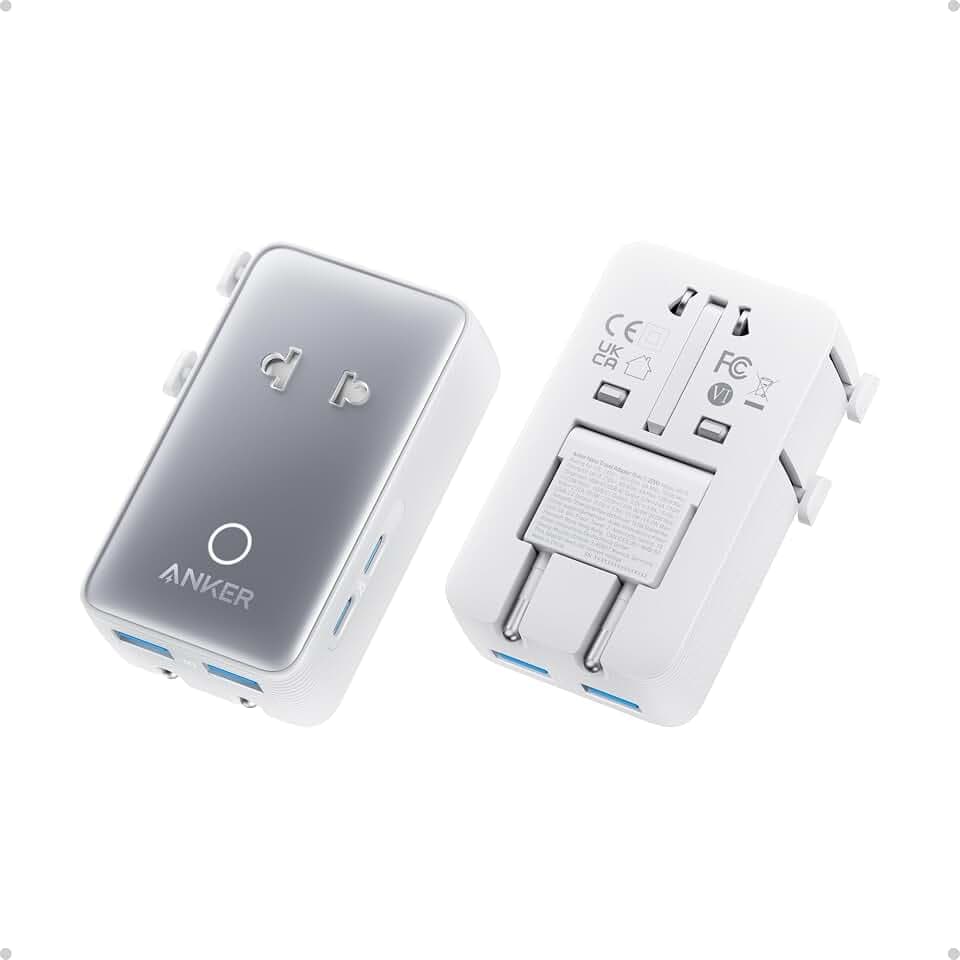 Anker Nano Travel Adapter (1-Pack), 2 USB-C Universal Charger, 20W