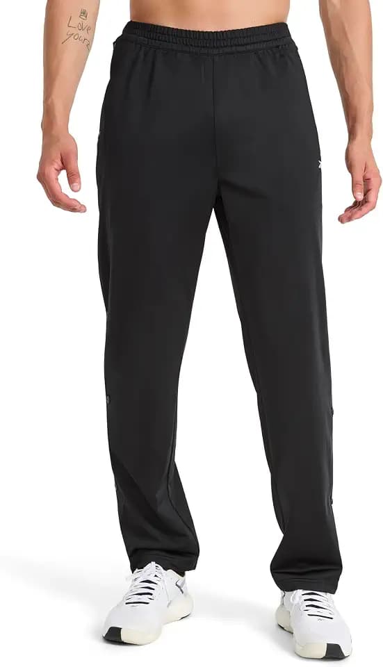 Reebok Men's Classics Basketball Matte Snap Pant, Standard Fit, 31” Inseam, Lightweight Poly Fabric