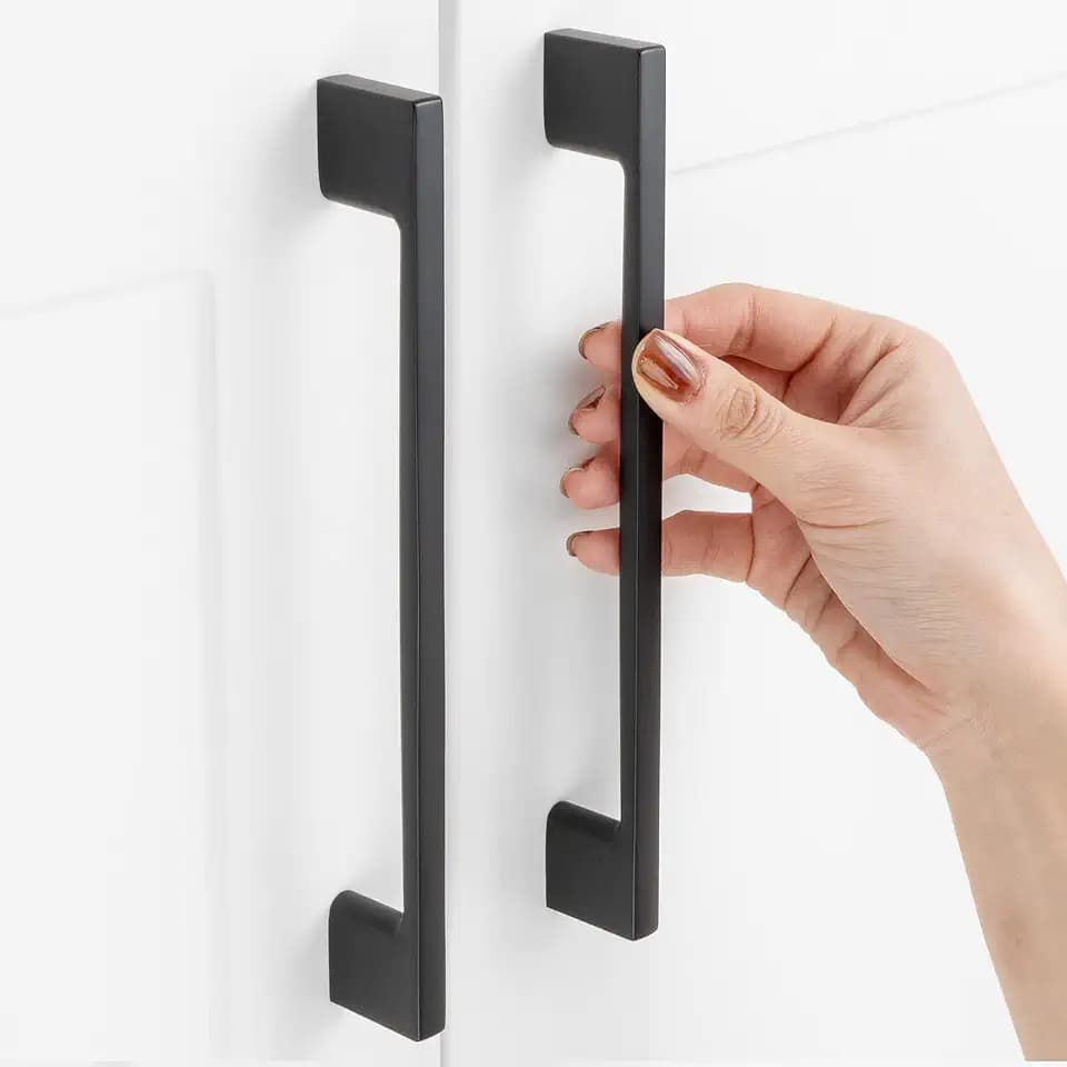 6-1/4 Inch Matte Black Cabinet Pulls Square Handles 10 Pack P2205
