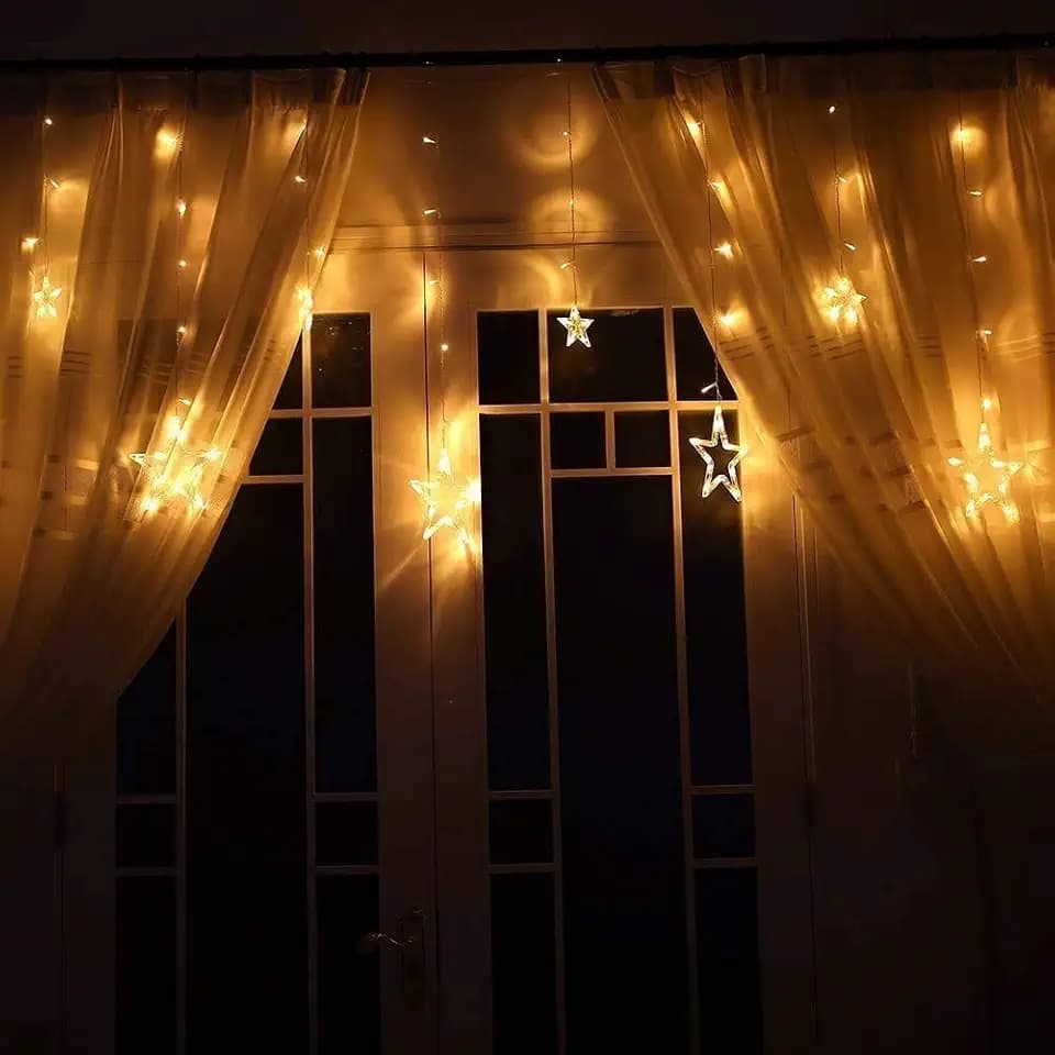 138 LED verknüpfbar 12pcs Sterne Vorhang Licht Fensterleuchten mit 8 Modi für Weihnachten Innen Lampe Urlaub Neujahr Hochzeitsparty Weihnachtsbaum House Dekoration(warmweiß)