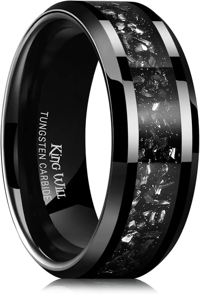 King Will Mens Meteorite Tungsten Wedding Bands
