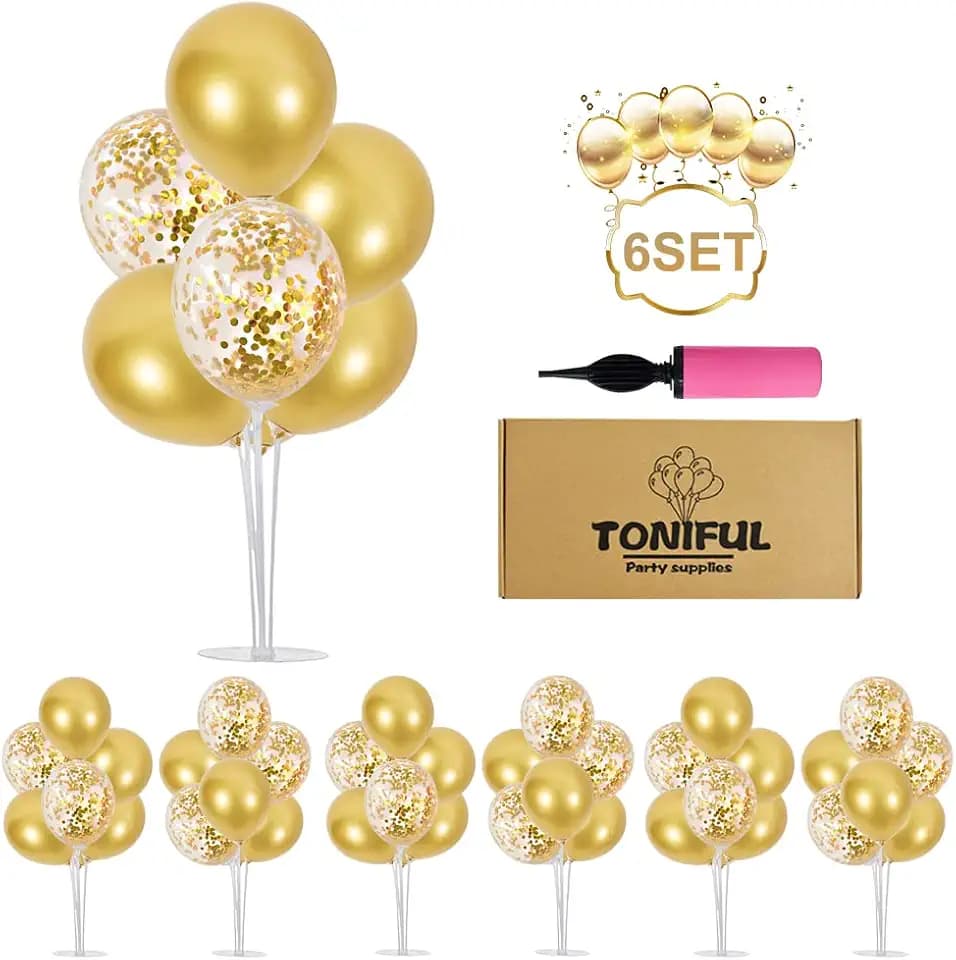 TONIFUL 6 Set Gold Balloon Stand Balloon Centerpieces for Table Decorations