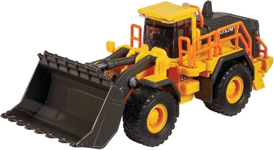 Majorette Auto Volvo Wheel Loader (21 cm) - großer Spielzeug-Radlader mit Bagger-Schaufel, Metall-Kabine, Freilauf & Funktionen, Baustellenfahrzeug für Kinder ab 3 Jahre, Gelb