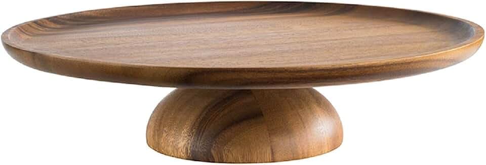 APS 33294 Servier- und Tortenplatte ACACIA, Ø 33 cm, Höhe 8 cm, Akazienholz, möbelschonende Unterseite